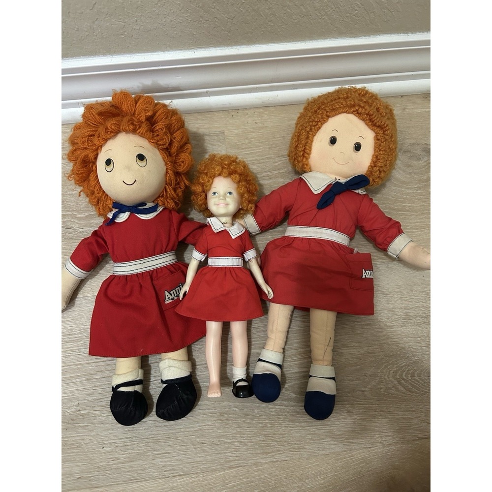 Vintage 1980s LITTLE Orphan ANNIE Doll Lot Set Of‎ 3 Sun Will Come Out Tomorrow